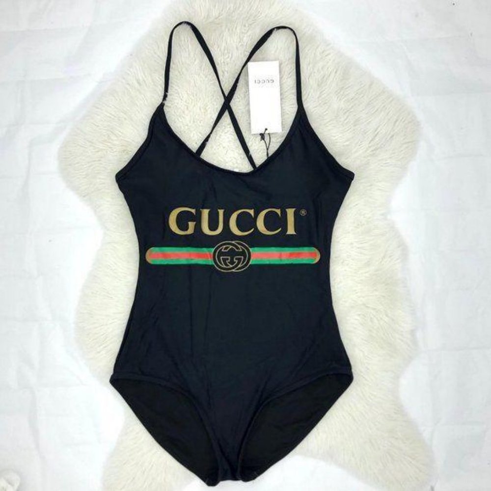 GUCCI One Piece Bodysuit Push Up Halter Swimsuit